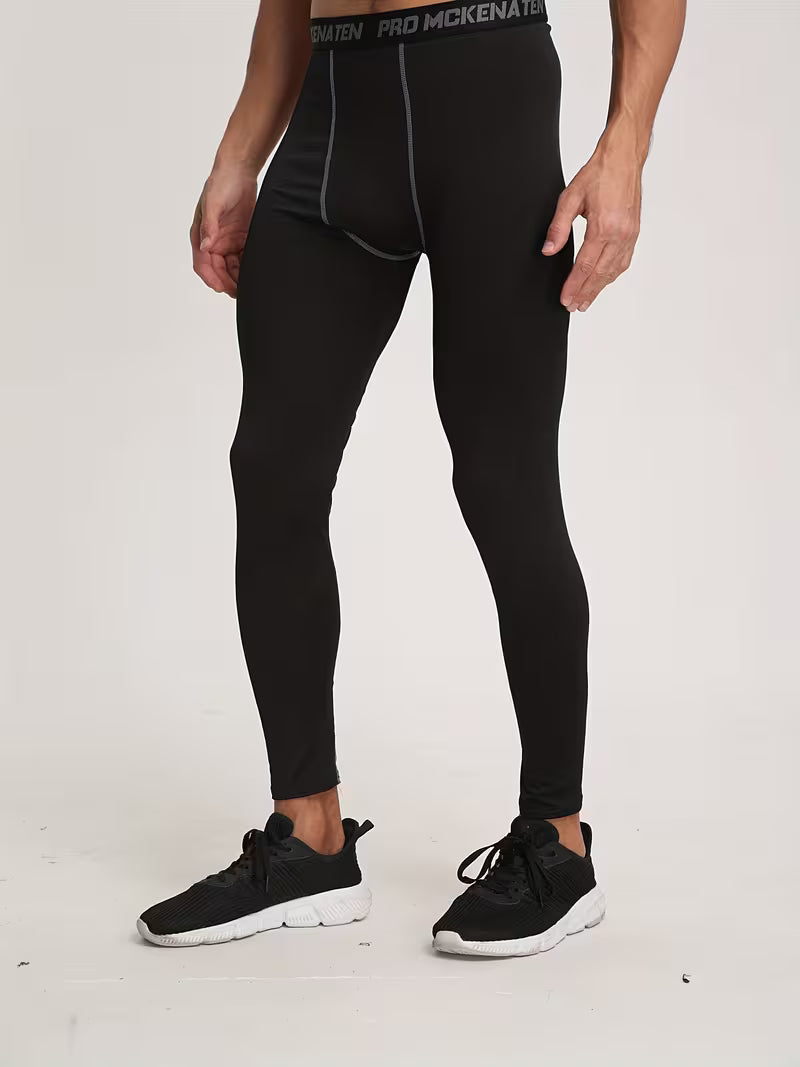 Męskie szybkoschnące legginsy sportowe odprowadzające wilgoć - elastyczne spodnie na siłownię, odporne na kurczenie i oddychając