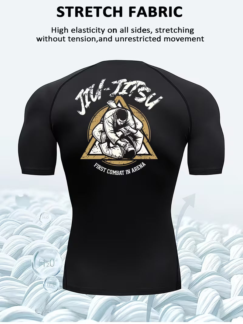 Męski rashguard BJJ i MMA – krótkie rękawy, szybkoschnący, dopasowany