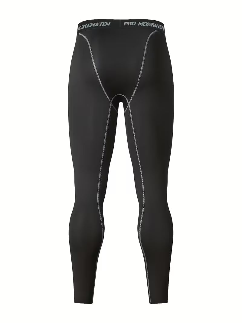 Męskie szybkoschnące legginsy sportowe odprowadzające wilgoć - elastyczne spodnie na siłownię, odporne na kurczenie i oddychając
