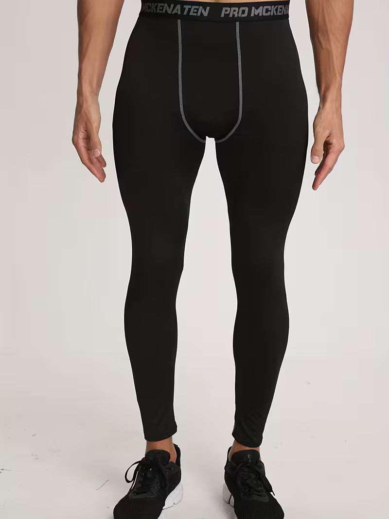 Męskie szybkoschnące legginsy sportowe odprowadzające wilgoć - elastyczne spodnie na siłownię, odporne na kurczenie i oddychając