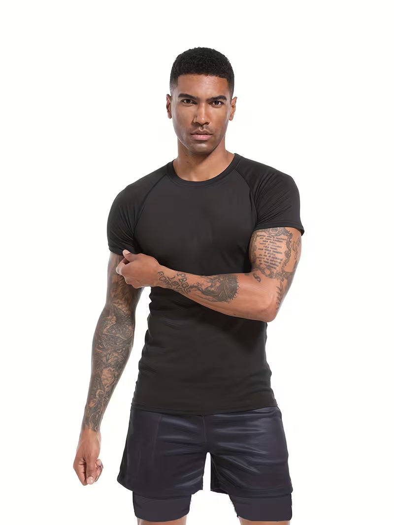 Męska Koszulka Kompresyjna o Wysokiej Elastyczności i Szybkim Wysychaniu - Oddychający Krótki Rękaw do Siłowni, Biegania, Koszykówki i Fitnessu