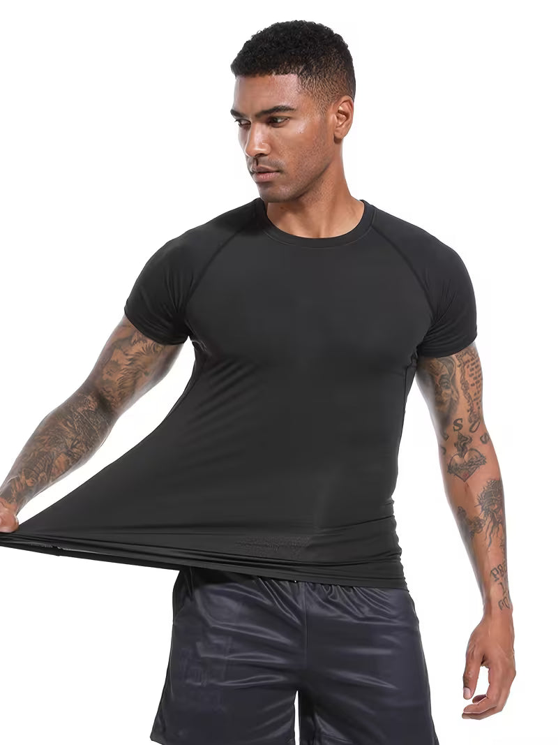 Męska koszulka sportowa z krótkim rękawem i nadrukiem skrzydeł, idealna do treningu, biegania