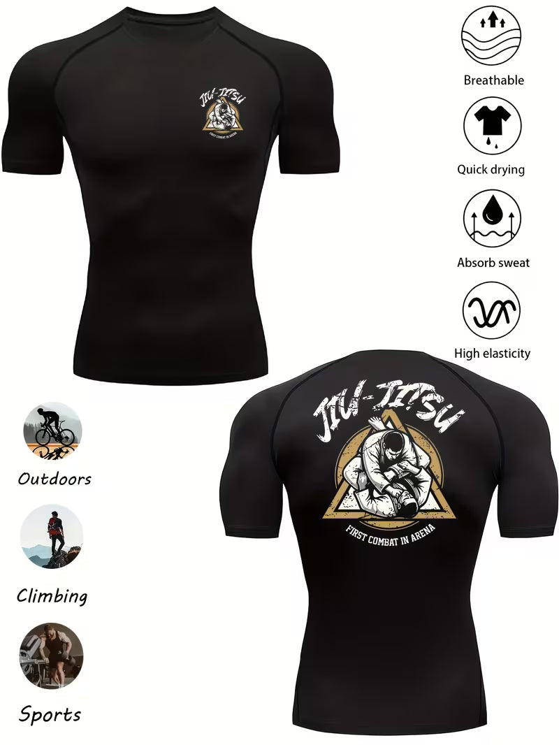 Męski rashguard BJJ i MMA – krótkie rękawy, szybkoschnący, dopasowany