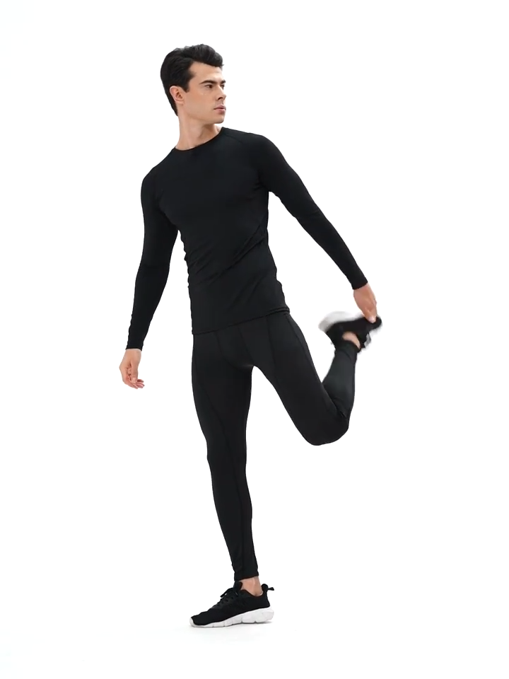 Męska koszulka kompresyjna z długim rękawem – oddychająca, szybkoschnąca, idealna do treningu i biegania